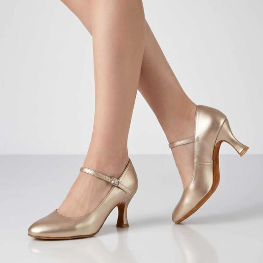 Champagne Satin Ballroom Dance Competition Shoes