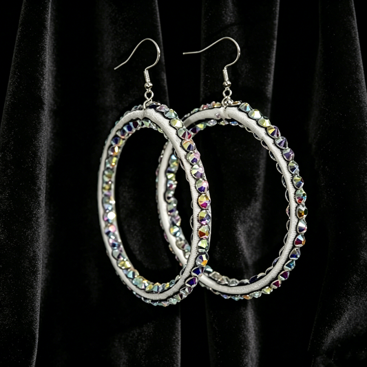 Custom Color Rhinestone Sparkle Hoop Earrings for Latin Dance