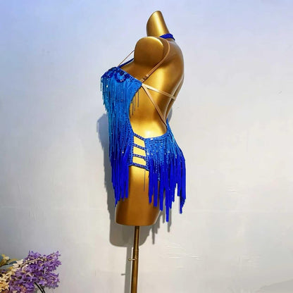 Customizable Royal Blue Radiance Latin Dance Competition Dress