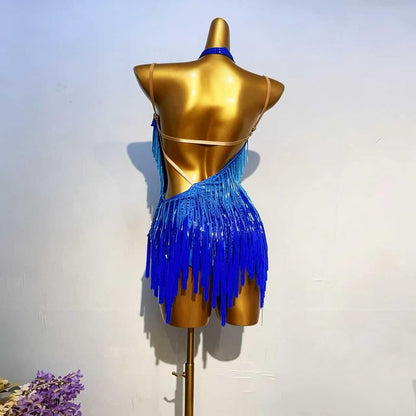 Customizable Royal Blue Radiance Latin Dance Competition Dress