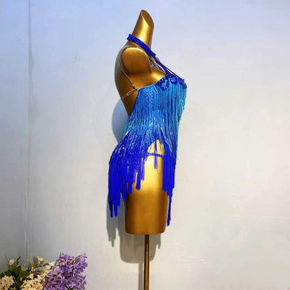 Customizable Royal Blue Radiance Latin Dance Competition Dress