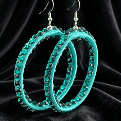 Custom Color Rhinestone Sparkle Hoop Earrings for Latin Dance