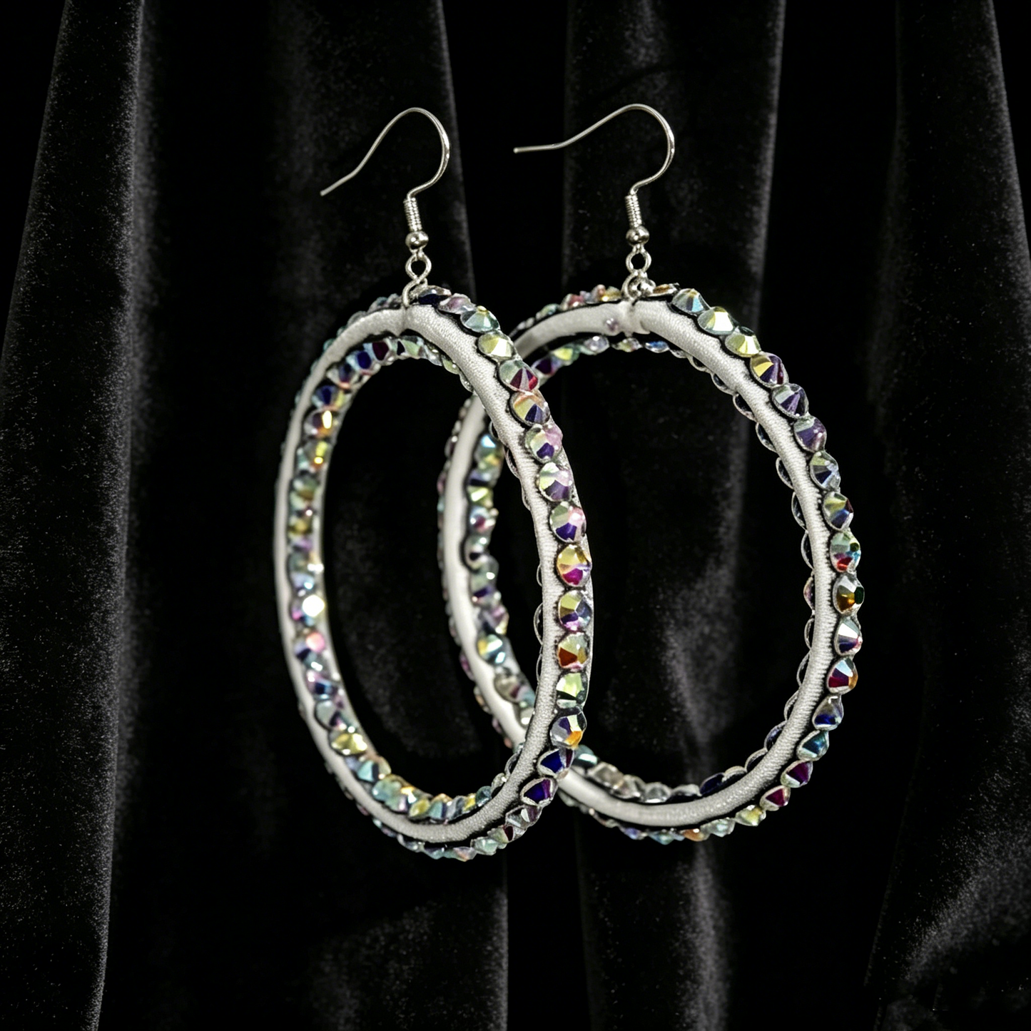 Custom Color Rhinestone Sparkle Hoop Earrings for Latin Dance