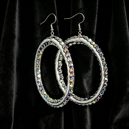 Custom Color Rhinestone Sparkle Hoop Earrings for Latin Dance