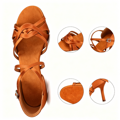 Satin Crisscross Strap Latin Performance Shoes