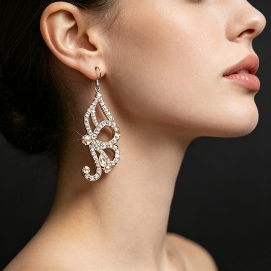 AB Crystal Pearl Latin Dance Earrings