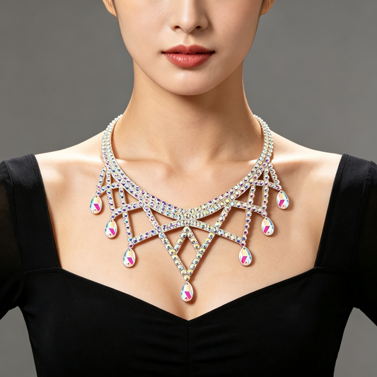 Competition AB Rhinestone Teardrop Latin Dance Necklace