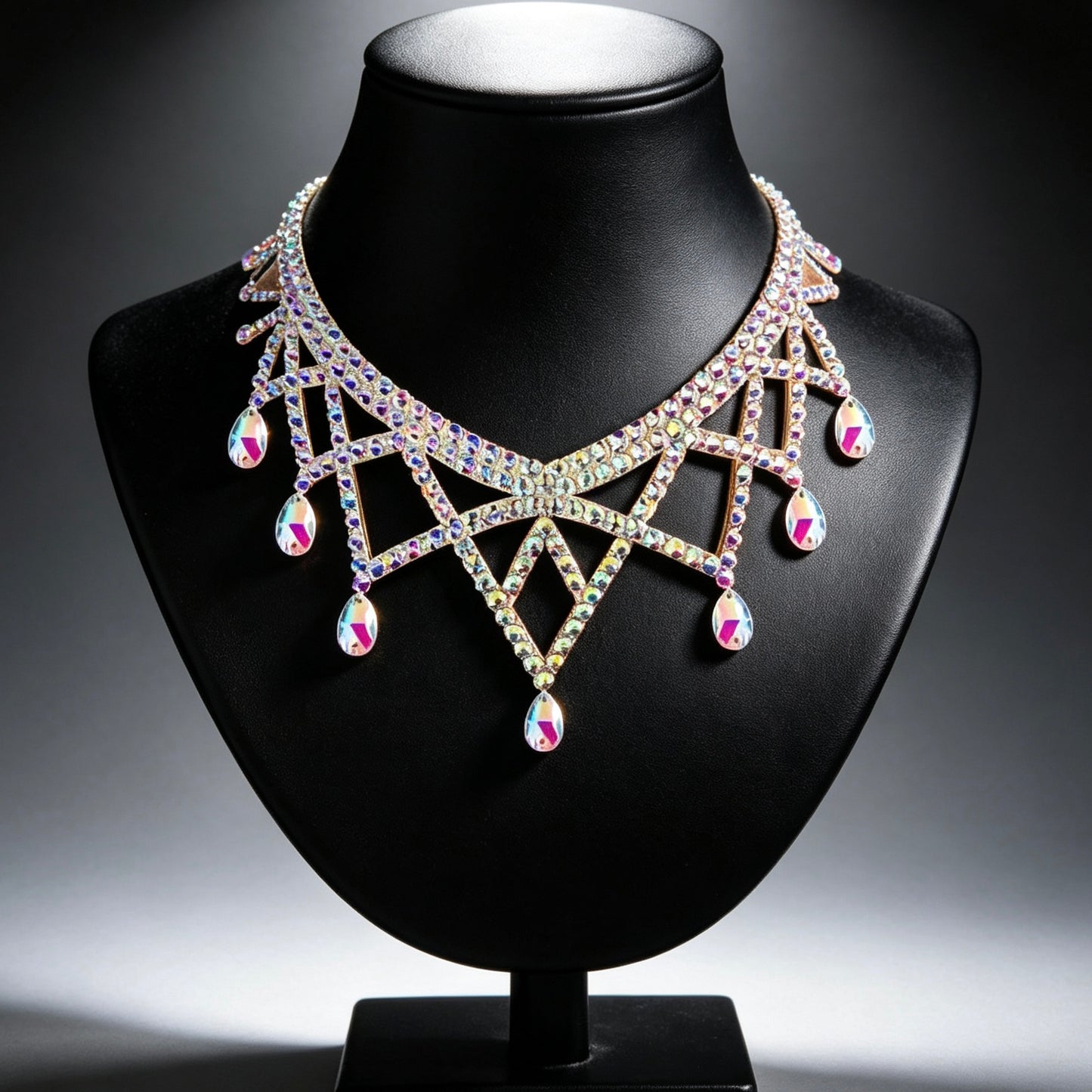 Competition AB Rhinestone Teardrop Latin Dance Necklace