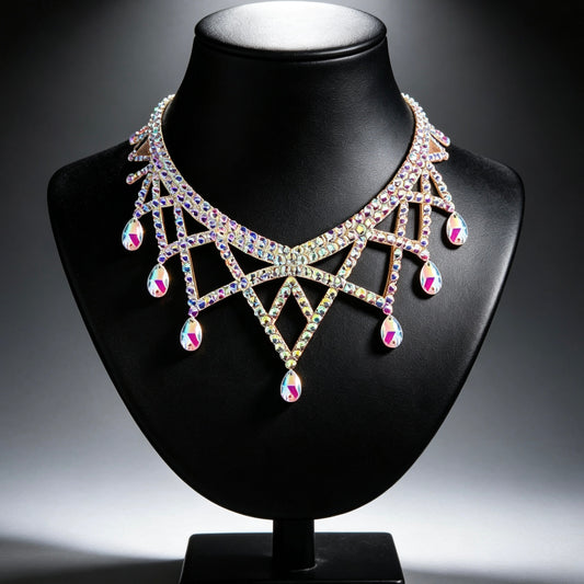 Competition AB Rhinestone Teardrop Latin Dance Necklace
