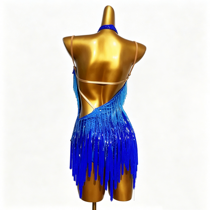 Customizable Royal Blue Radiance Latin Dance Competition Dress