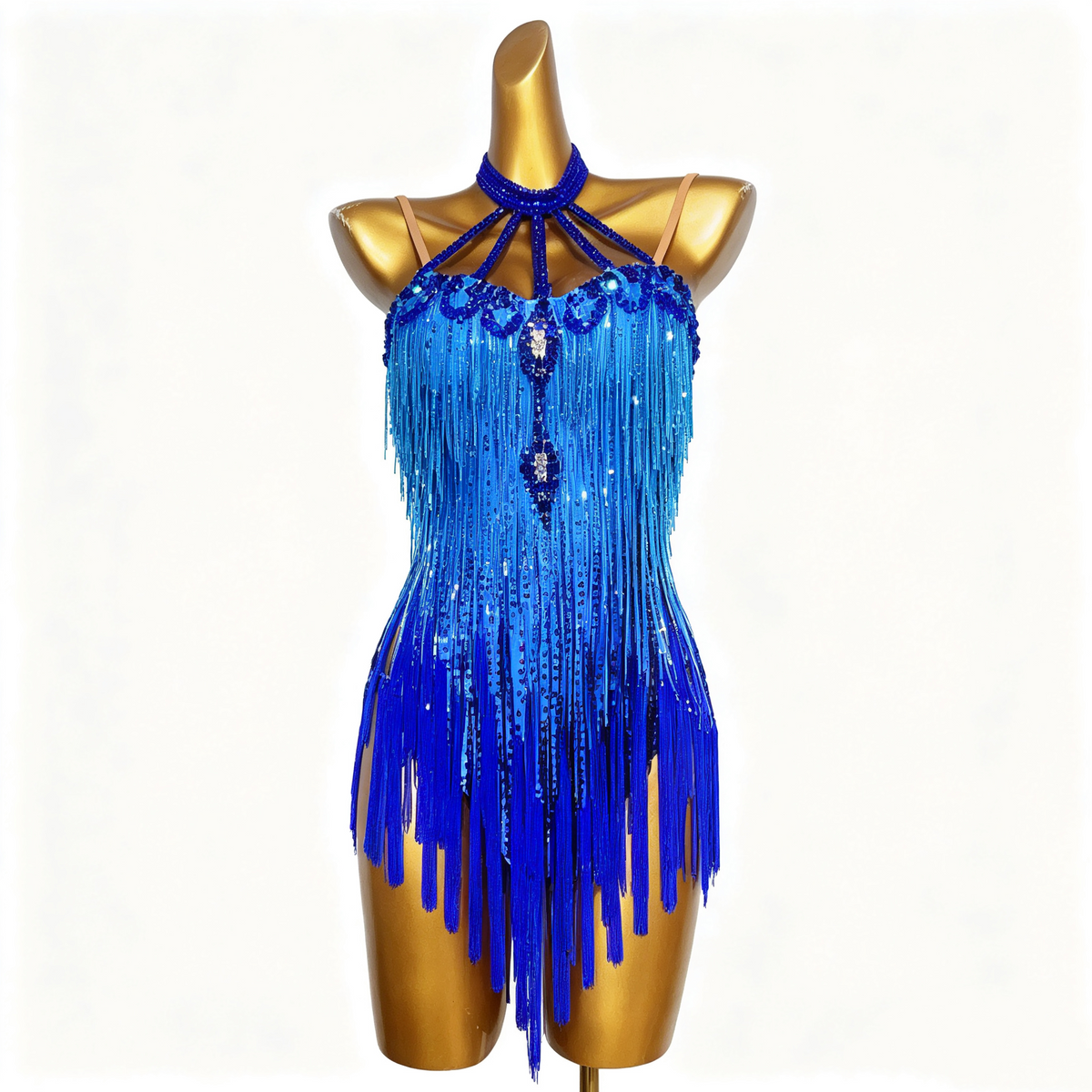 Customizable Royal Blue Radiance Latin Dance Competition Dress