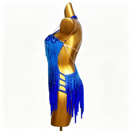 Customizable Royal Blue Radiance Latin Dance Competition Dress