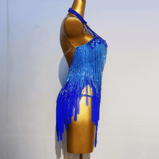 Customisable Royal Blue Radiance Latin Dance Competition Dress
