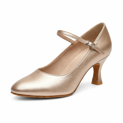 Champagne Satin Ballroom Dance Competition Shoes