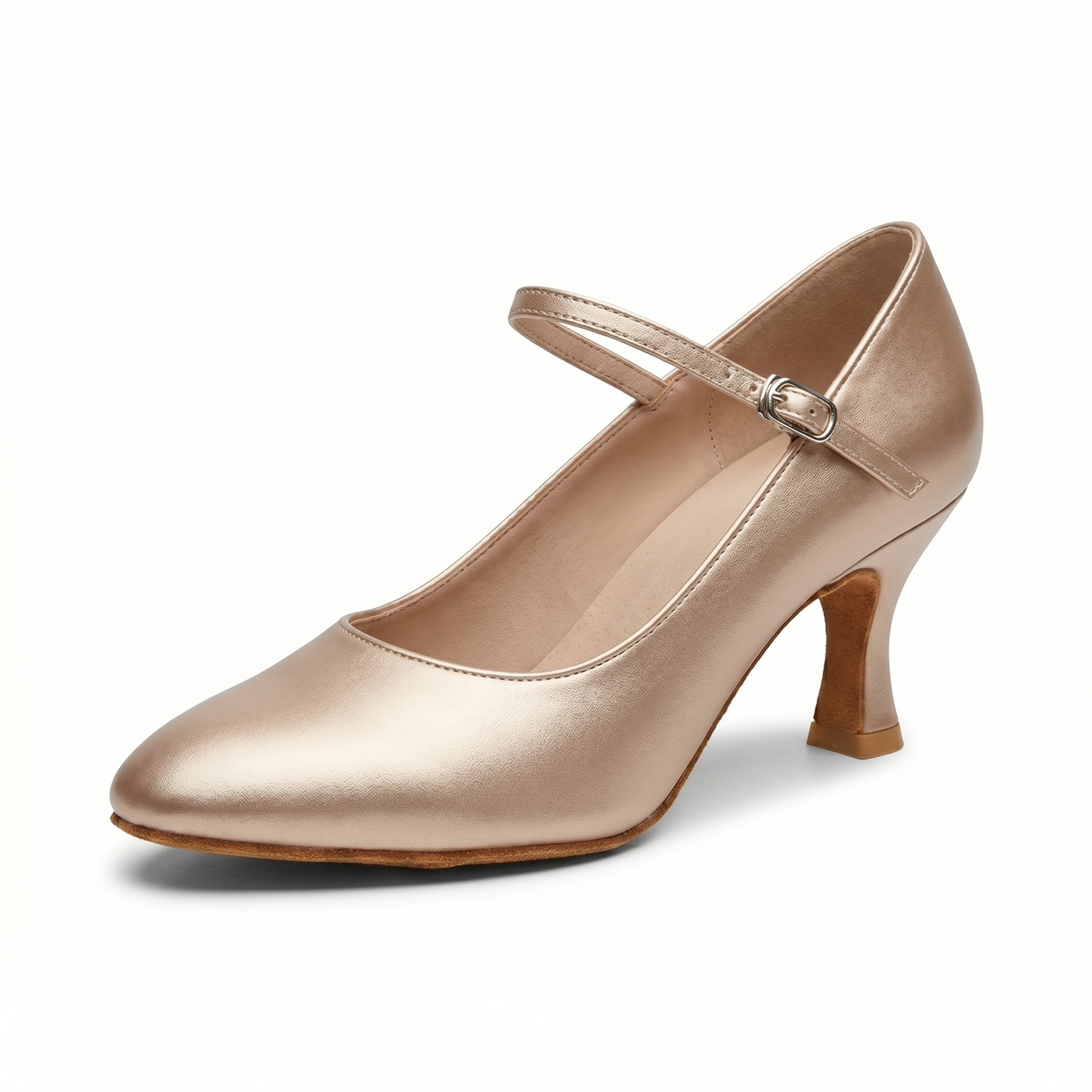 Champagne Satin Ballroom Dance Competition Shoes