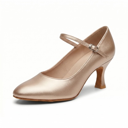 Champagne Satin Ballroom Dance Competition Shoes