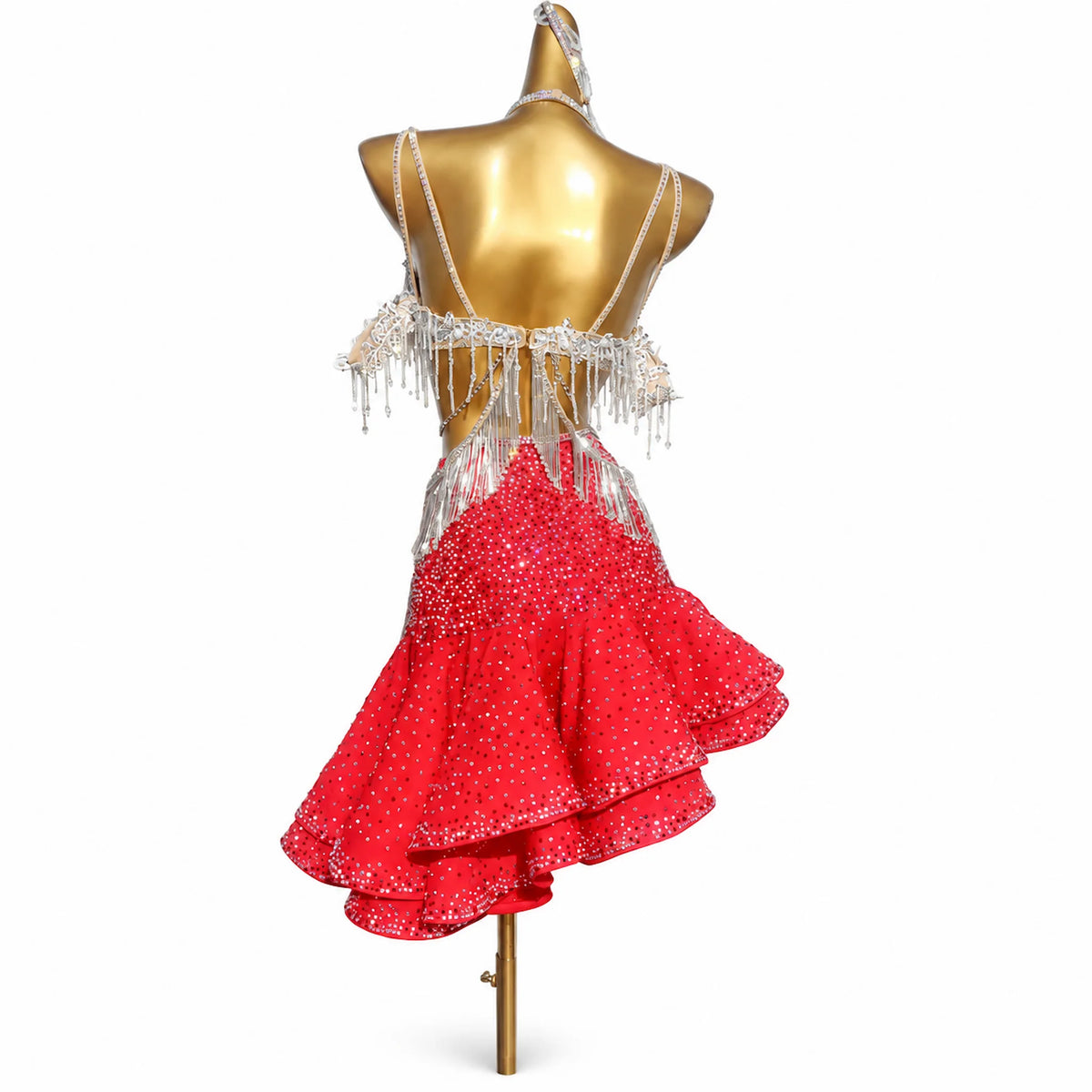 Custom Stage Ignite Fringe Rhinestone Latin Competition Dress