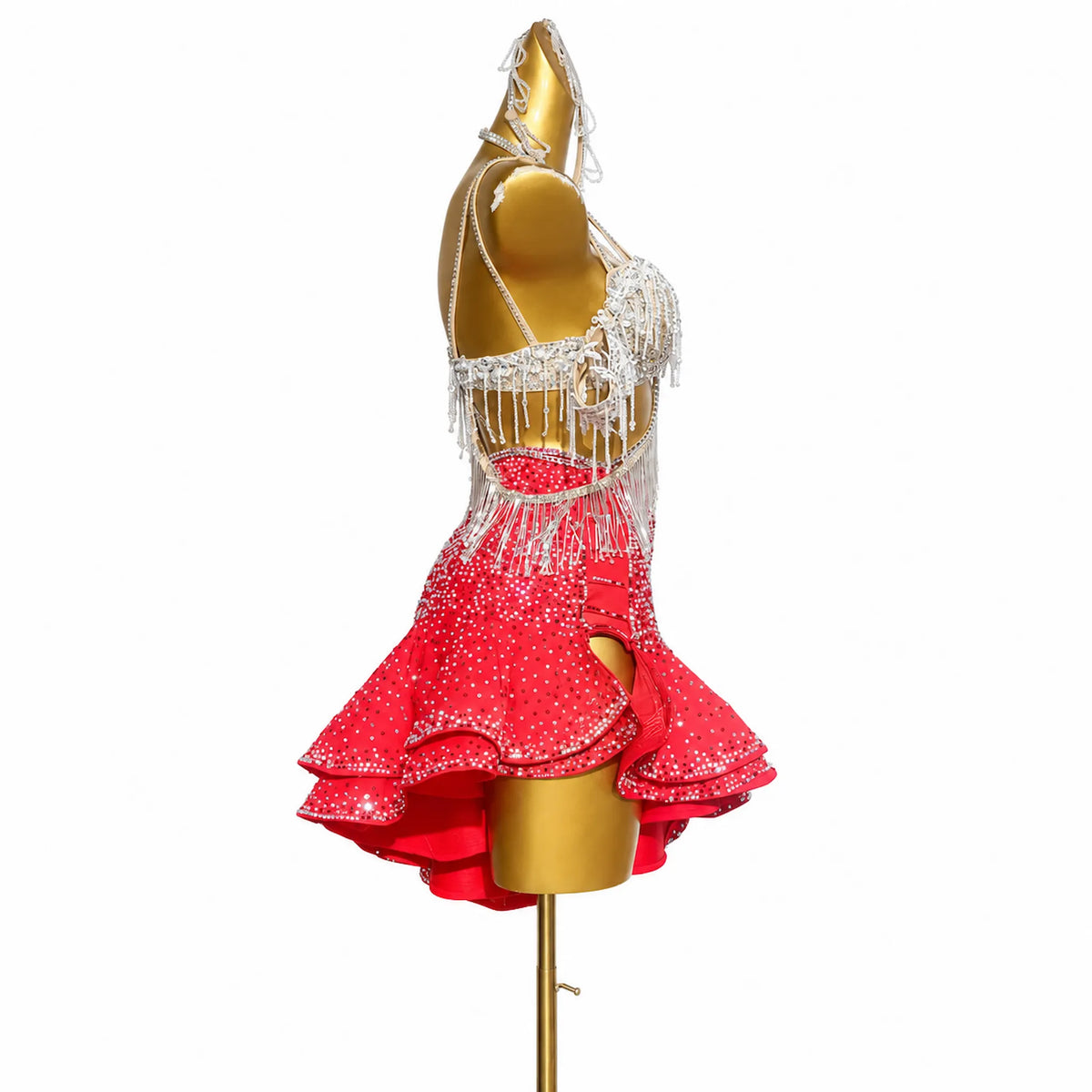 Custom Stage Ignite Fringe Rhinestone Latin Competition Dress